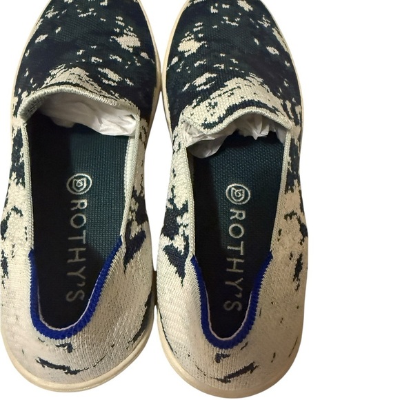 Rothy's Green Shibori slip on sneakers,Stylish Blue and Cream Slip-On Shoes - Picture 5 of 9